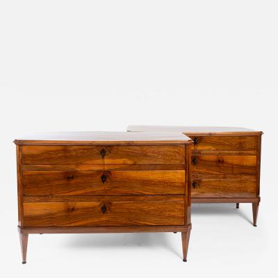 Pair Of Sleek 19th Century Italian Walnut Chests