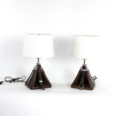 Pair Of Spanish Ceremonial Stirrup Cups Circa 1920 Mounted As Table Lamps