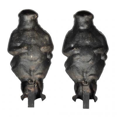 Pair Of St Nicholas Cast Iron Andirons