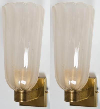 Pair Of Tall Murano Blown Wall Lights 2 Pairs Available UL Certified
