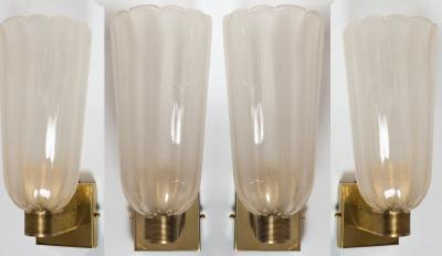 Pair Of Tall Murano Blown Wall Lights 2 Pairs Available UL Certified
