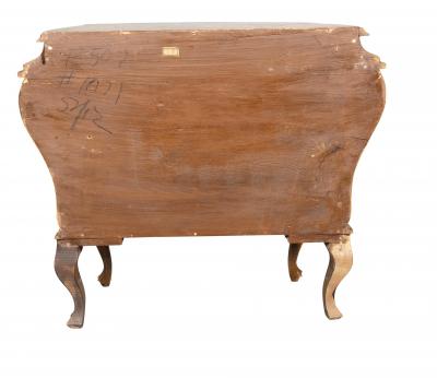 Pair Of Venetian Style Walnut Bombe Commodinis