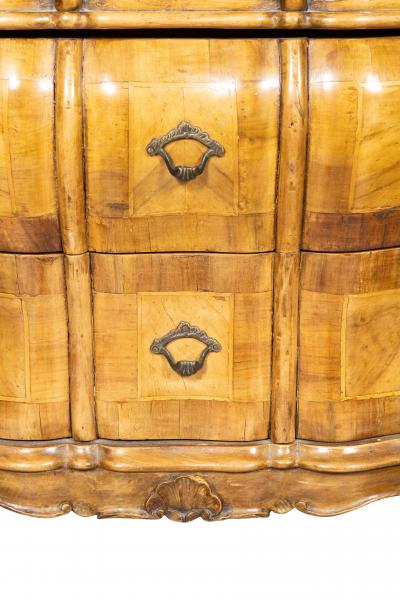 Pair Of Venetian Style Walnut Bombe Commodinis