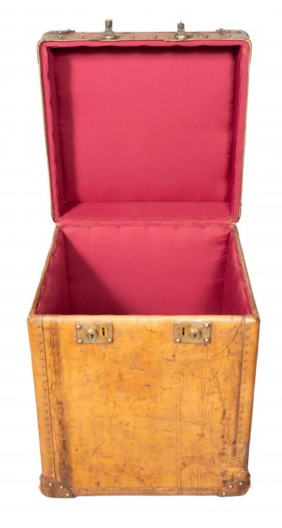 Pair Of Victorian Leather Army Officer Travel Chests