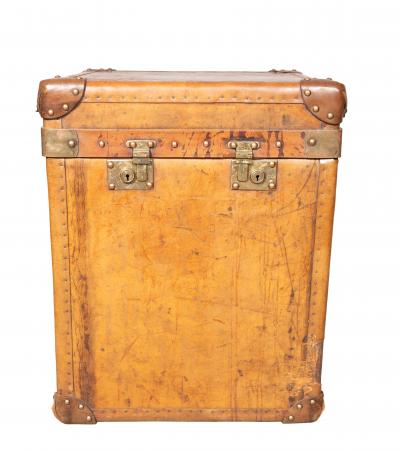 Pair Of Victorian Leather Army Officer Travel Chests