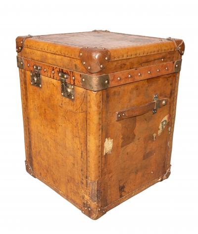 Pair Of Victorian Leather Army Officer Travel Chests
