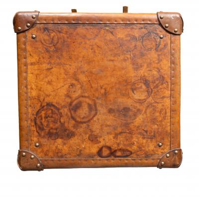 Pair Of Victorian Leather Army Officer Travel Chests