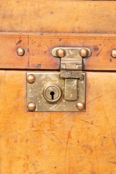 Pair Of Victorian Leather Army Officer Travel Chests