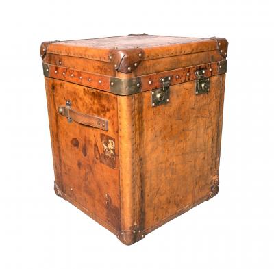 Pair Of Victorian Leather Army Officer Travel Chests