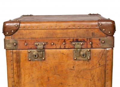 Pair Of Victorian Leather Army Officer Travel Chests