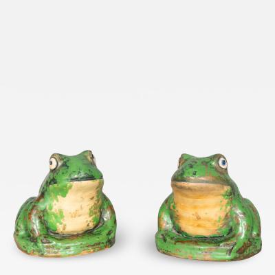 Pair Of Weller Pottery Frogs