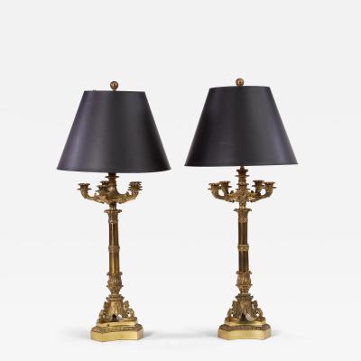 Pair Of William IV Gilt Brass Lamps