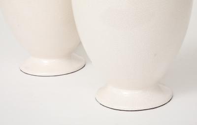 Pair Off White Ceramic Craackle Lamps France Italy c 1970
