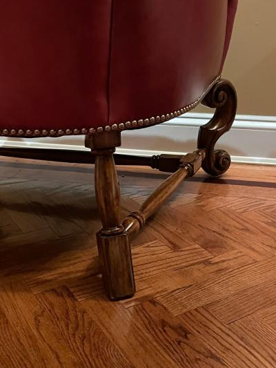 Pair Oversized Tufted Leather Wingback Lounge Chairs Georgian Finest Quality