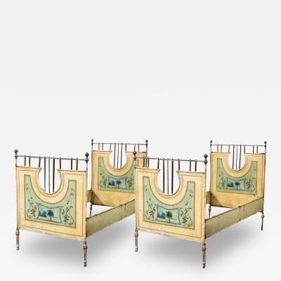 Pair Painted Tole Beds