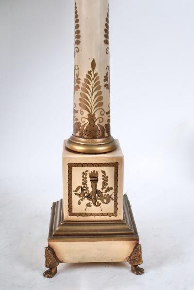 Pair Painted Tole Empire Style Lamps 20th Century