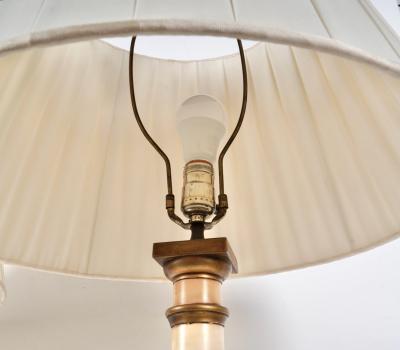 Pair Painted Tole Empire Style Lamps 20th Century