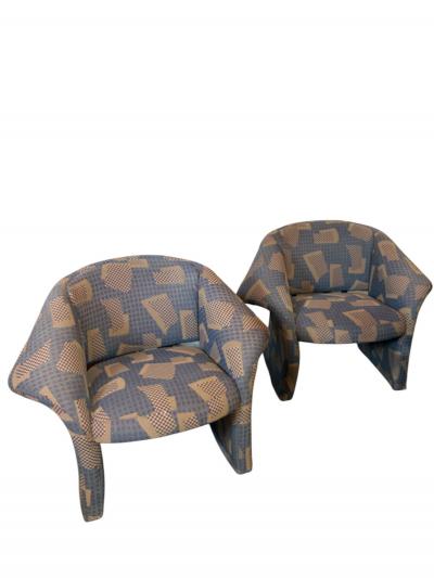 Pair Post Modern Sculptural Ribbon Lounge Chairs 1980