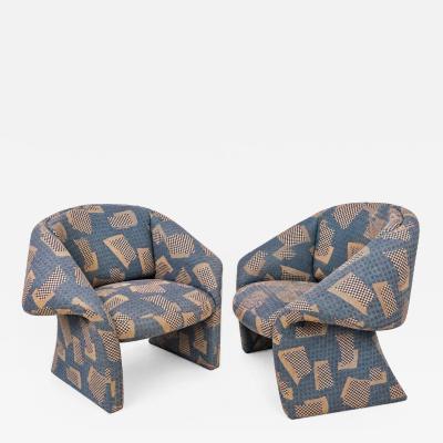 Pair Post Modern Sculptural Ribbon Lounge Chairs 1980
