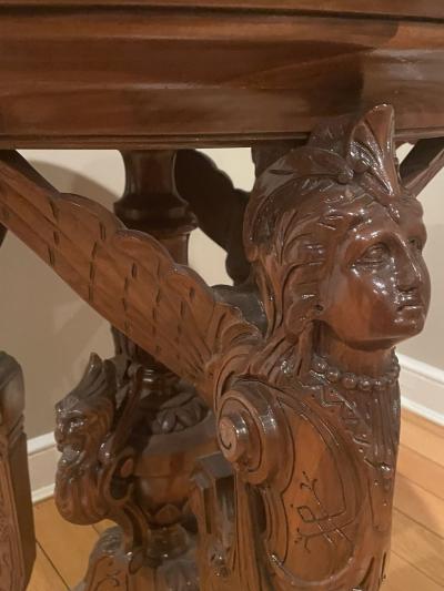 Pair R J Horner End Tables Side or Pedestal Tables Carved Inlaid Rare