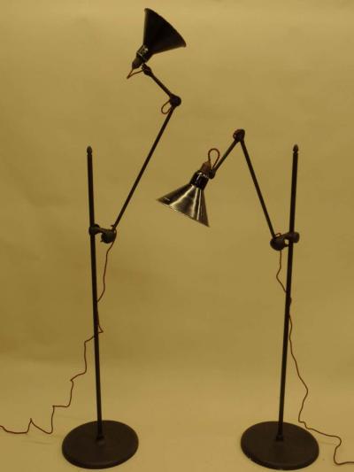 Pair Rare Important French Early Modern GRAS Floor Lamps Model 215 1920 30