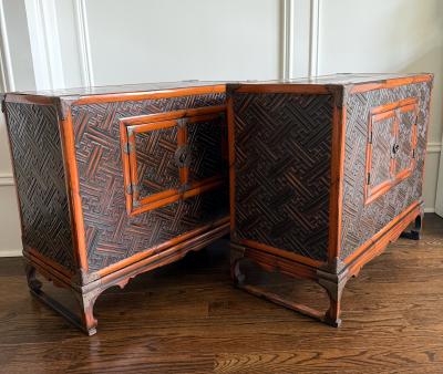 Pair Rare and Supperb Korean Morijang Chests with Bamboo Inlays Joseon Dynasty