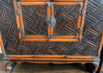Pair Rare and Supperb Korean Morijang Chests with Bamboo Inlays Joseon Dynasty