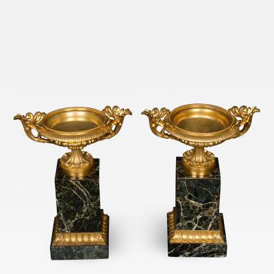 Pair Regency Period Ormolu and Marble Tazza