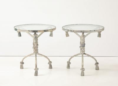 Pair Rope Twist and Tassel Aluminum Tables Italian Mid 20th C 
