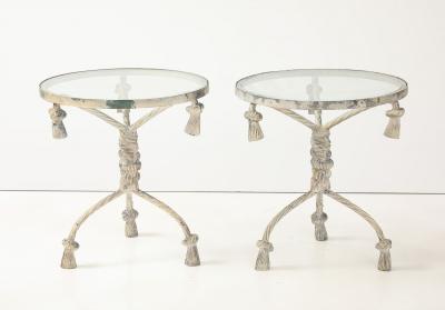 Pair Rope Twist and Tassel Aluminum Tables Italian Mid 20th C 