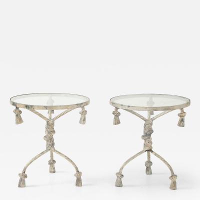 Pair Rope Twist and Tassel Aluminum Tables Italian Mid 20th C 