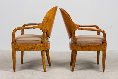 Pair Russian Karelian Birch arm chairs