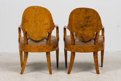 Pair Russian Karelian Birch arm chairs