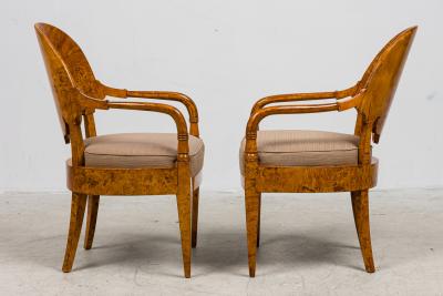 Pair Russian Karelian Birch arm chairs