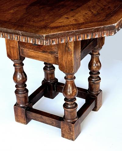 Pair Rustic Continental Baroque Style Octagonal Single drawer Side Tables