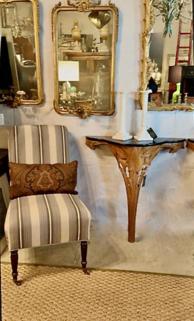 Pair Serge Roche Style Carved Wood Consoles