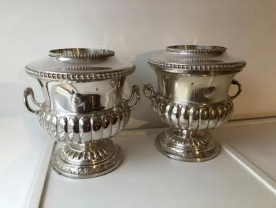 Pair Sheffield Regency Wine Coolers Silver Plated