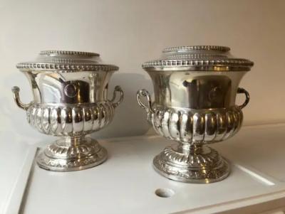 Pair Sheffield Regency Wine Coolers Silver Plated