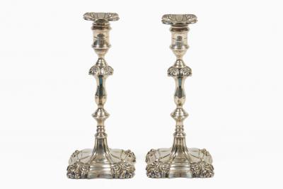 Pair Sheffield Silver Plate George II Style Candlesticks