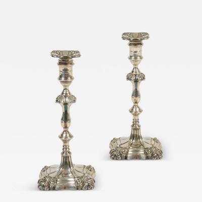 Pair Sheffield Silver Plate George II Style Candlesticks
