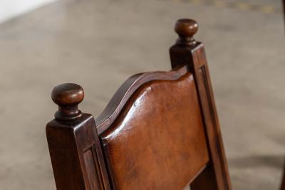 Pair Spanish Mid 20thC Brutalist Walnut Chairs