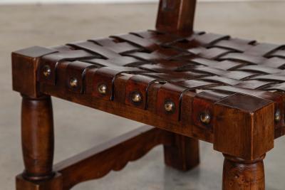 Pair Spanish Mid 20thC Brutalist Walnut Chairs