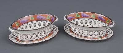 Pair Spode Chestnut Baskets Circa 1820
