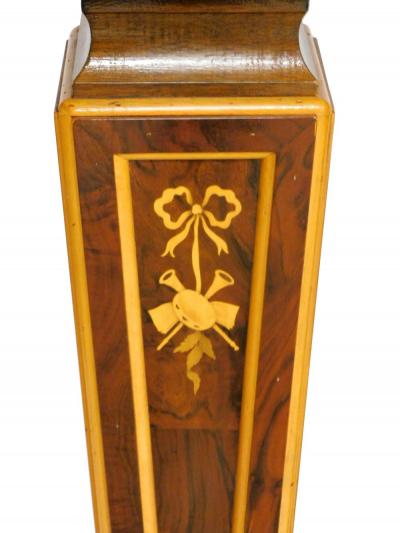 Pair Squared Top Burlwood Continental inlaid display pedestals