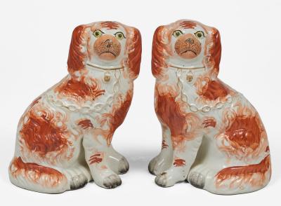 Pair Staffordshire Separate Leg King Charles Spaniels