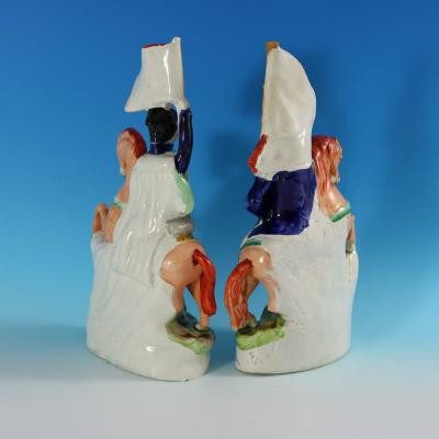 Pair Staffordshire Simpson Brown Generals on Horseback