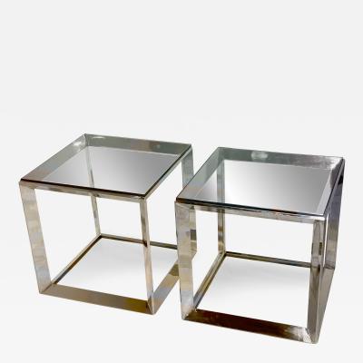 Pair Stainless Steel Russian doll Tables for Dennis Miller by Rockwell Group