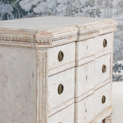 Pair Swedish Gustavian Breakfront Commodes in Original Gray Paint 19th c 