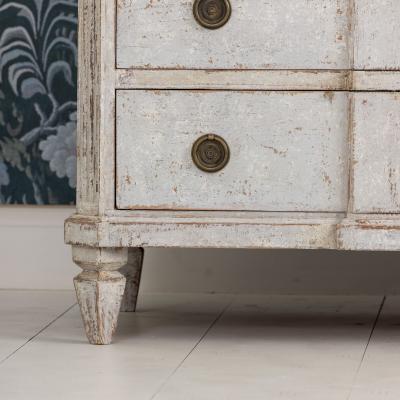 Pair Swedish Gustavian Breakfront Commodes in Original Gray Paint 19th c 