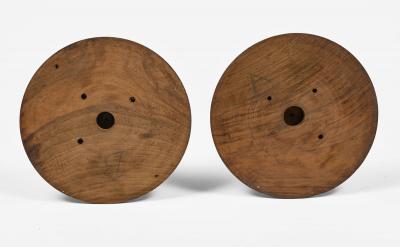 Pair Tall Bobbin Turned Walnut Candlesticks